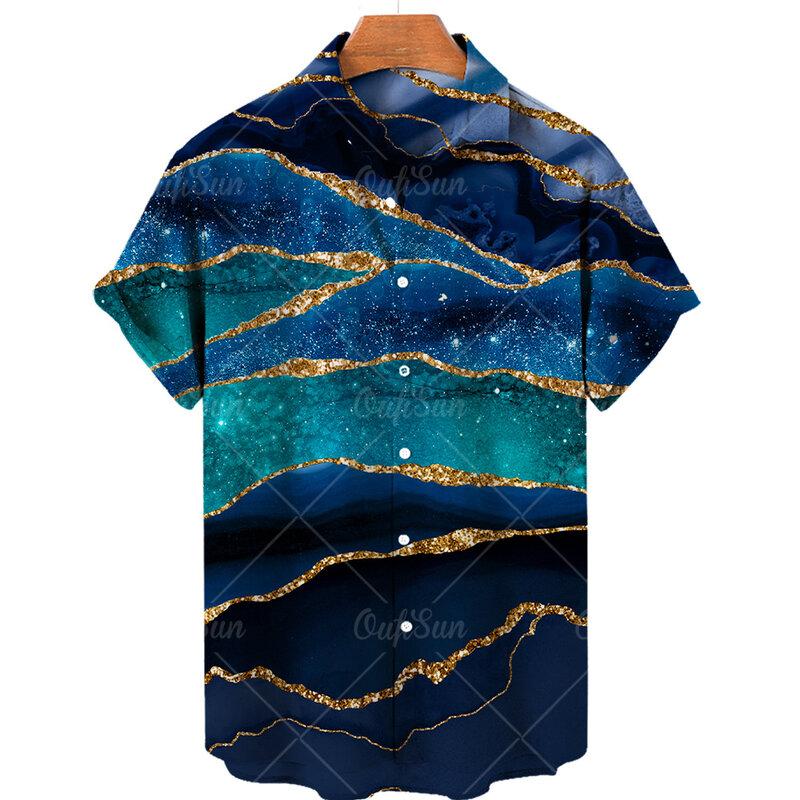 Unisex Shirt 2022 Cool Abstract Rendering Tie Dye 3d Print Hawaiian Shirts Retro Mannen Shirt Casual Korte Mouw Ademend top