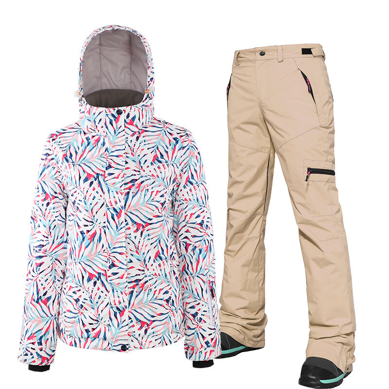 Комплект лыжного костюма SEARIPE, женская теплая одежда, ветровка, водонепроницаемые куртки, штаны, пальто для сноуборда, брюки, зимняя теплая одежда