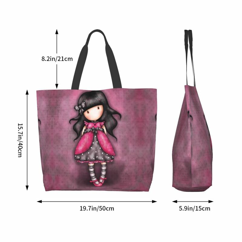 Santoro Gorjuss Tote Shopping Bag Cartoon Print Ladies Casual Handbag Tote Bag Reusable Large Capacity Shopping Beach Bag