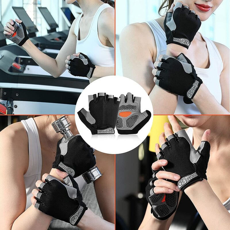 ถุงมือถุงมือผู้ชายผู้หญิง Fingerless ยกน้ำหนักฟิตเนส Gym ถุงมือการฝึกอบรมลื่นปาล์มป้องกัน Breathable จักร...