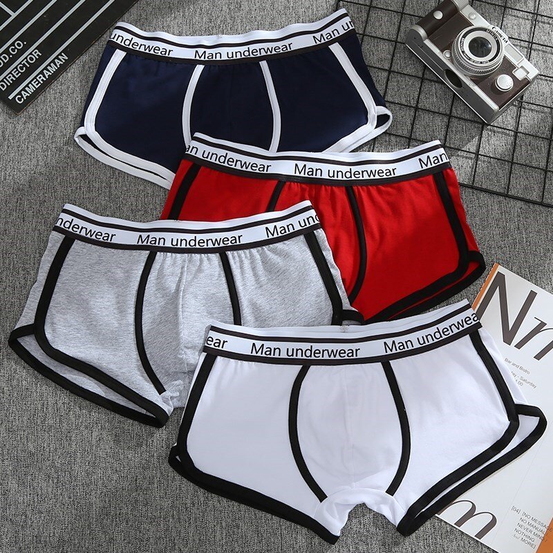 Fashion Men Boxers Sexy Solid Color Shorts Cotton Mens Panties Breathable Male Underpants Elastic Letter Belt Man Underwear