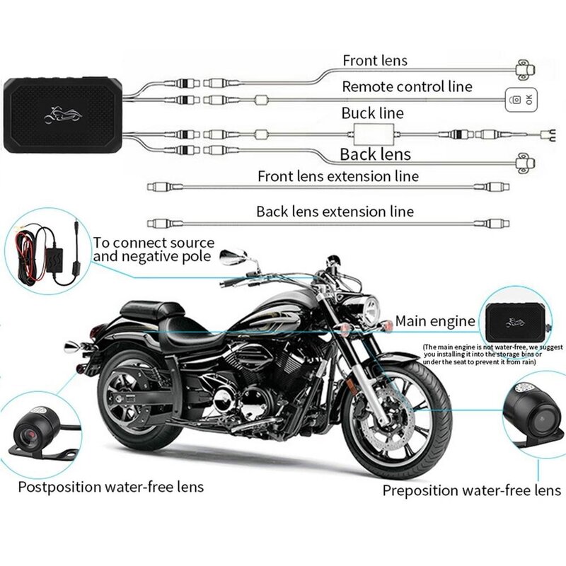 2023 New Motorcycle DVR Motorcycle Camera 1080P HD Double Lens Front And Rear Driving Record Night Vision Vehicle Recorder
