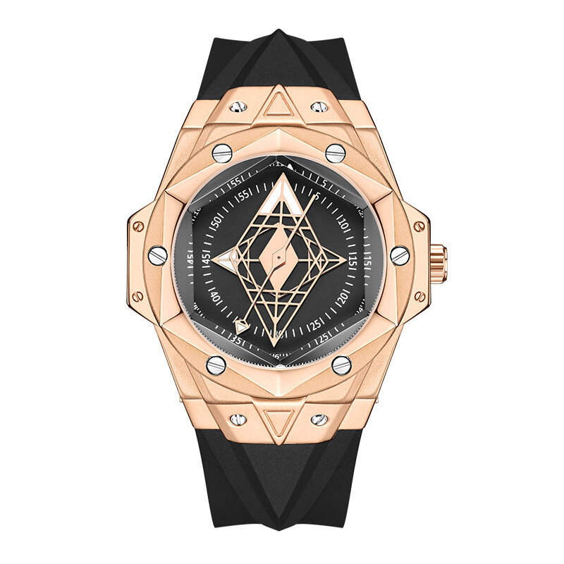 Aço inoxidável relógio masculino pulseira de borracha clássico à prova dfor água relógios para masculino ouro rosa calendário relógios de luxo relogio masculino