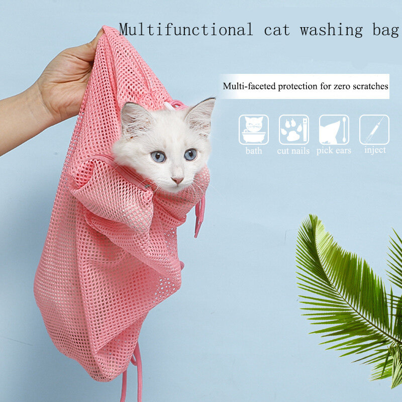 Pet cat saco de lavagem engrossado multi-funcional banho prego clipping injeção orelha extração anti-escape anti-risco saco