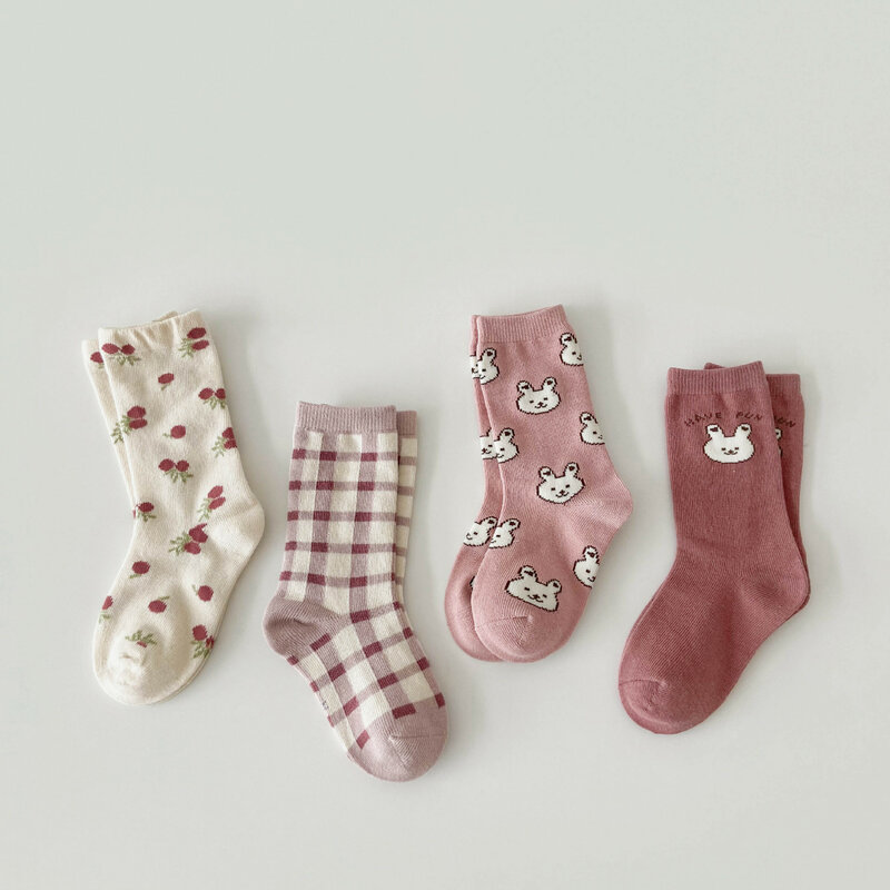 RiniKinda-Calcetines de algodón a rayas para niños y niñas, calcetín deportivo informal coreano, 2022