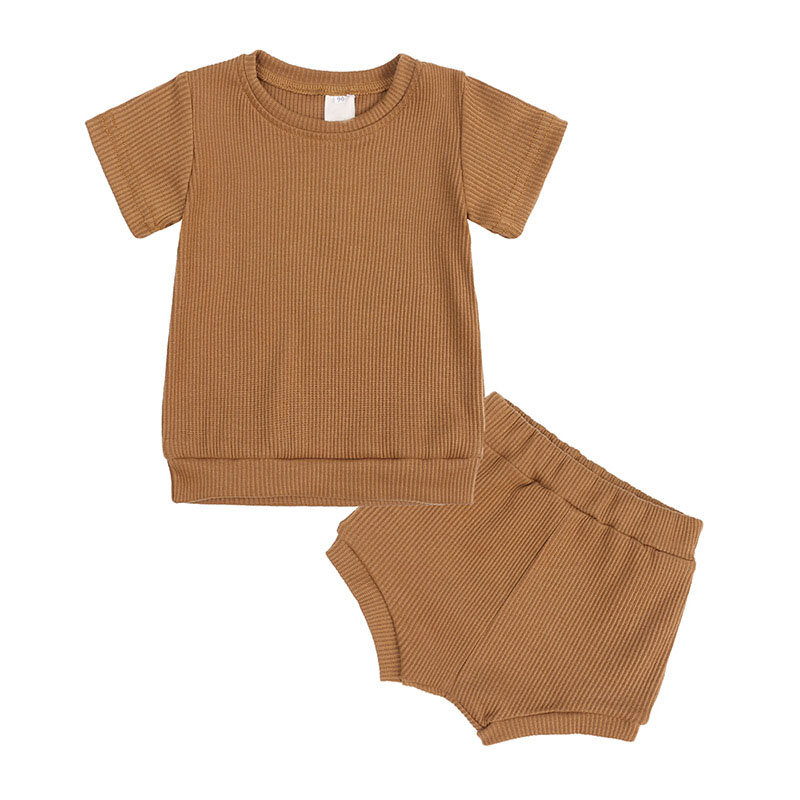 Ensemble de vêtements d'été pour bébés filles, T-shirt à manches courtes, en coton uni, survêtement, 2 pièces, 2022
