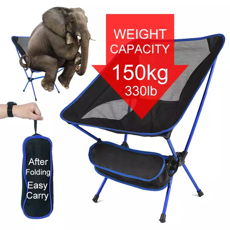 กระเป๋าเดินทาง Ultralight พับเก้าอี้แบบพกพาเครื่องมือกลางแจ้ง Camping BBQ ตกปลาเดินป่าเก้าอี้ Superhard สูงโห...