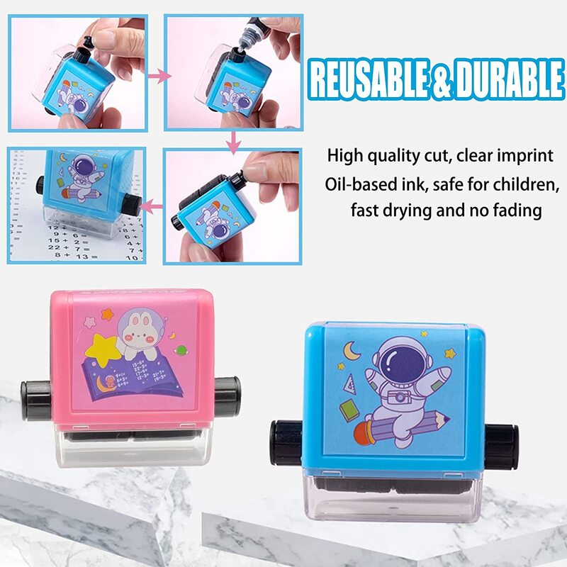 4 in 1 Addition and Subtraction Teaching Stamps for Kids Double-Head Roller Digital Teaching Stamp Within 100 Teaching Math