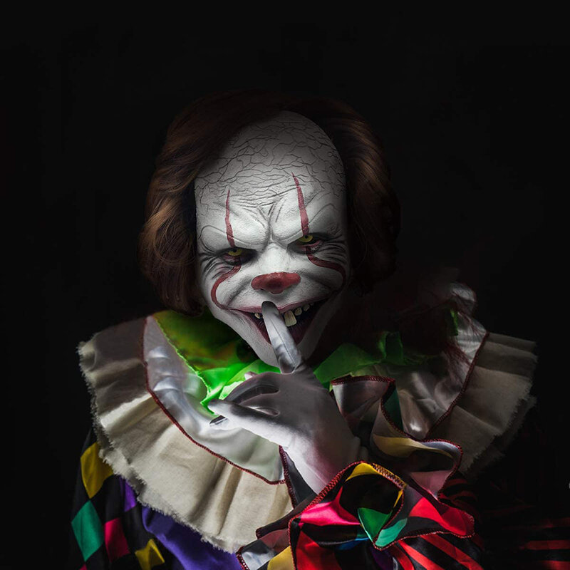 Страшная маска клоуна на Хэллоуин, реквизит для косплея клоуна для взрослых, страшная жуткая латексная маска, костюм для косплея