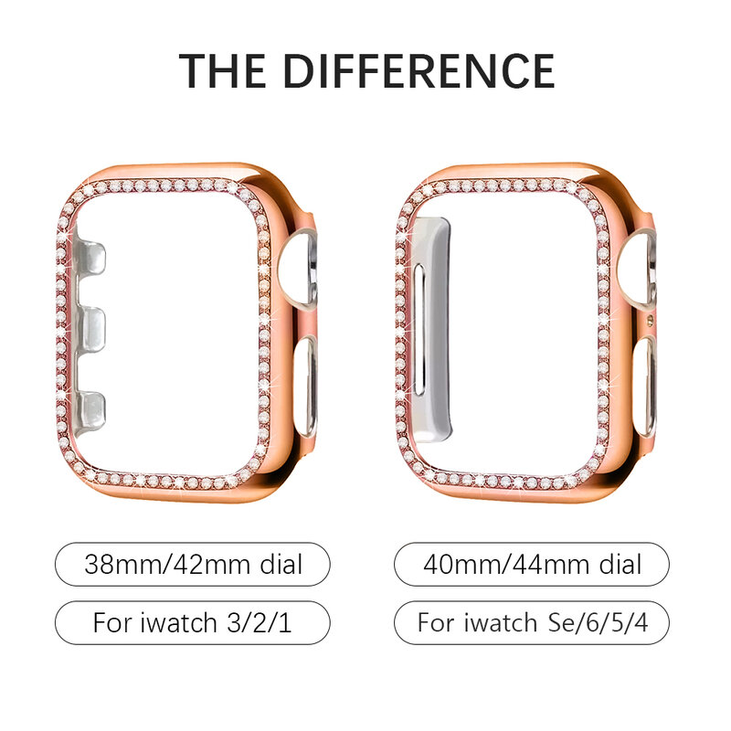 Correa de diamante para mujer + funda para Apple Watch, banda de 44mm y 40mm para iWatch de 41mm, 45mm y 38mm, pulsera para Apple watch Serie 7 SE 6 4 3
