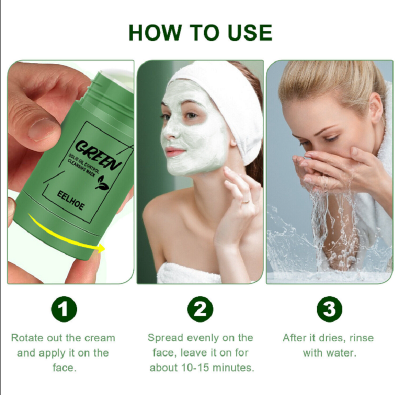 Maschera Stick maschera al tè verde comedone Acne Deep Clearing idratante idratante sbiancante maschera di fango bellezza coreana cura della pelle del viso