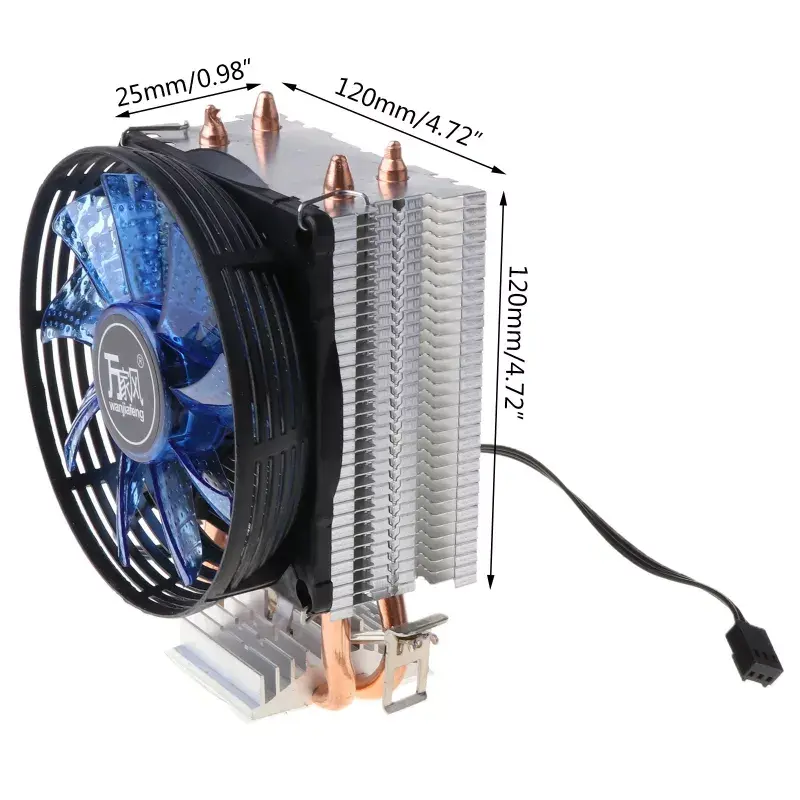 CPU Cooler Master 2 Pure Copper Heat-pipes Fan with Blue Light Freeze Tower Cooling System with PWM Fans