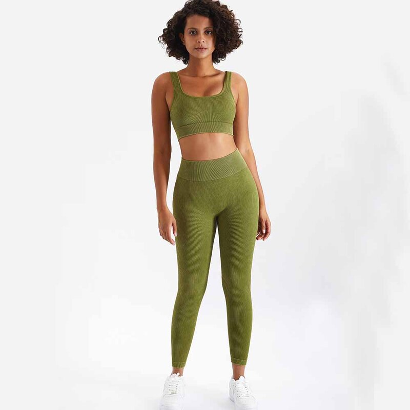 Set Yoga Mulus 2 Buah Pakaian Setelan Gym Celana Pendek Atasan Crop Lengan Panjang Dua Potong Pakaian Set Olahraga Fitness