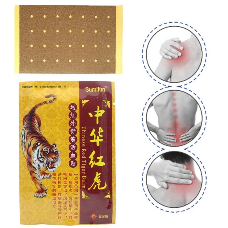 40pcs = 5Bag Red Tiger Balm sollievo dal dolore nuove articolazioni del collo dolore Patch massaggiatore per il corpo