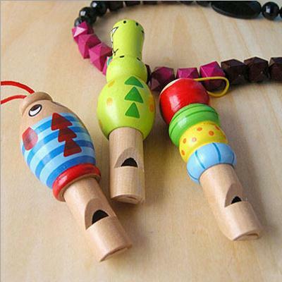 New Children Wooden Cartoon Animal Small Whistle Baby Early Learning Education Toys Musical Instrument Woodiness Kids Key Buckle