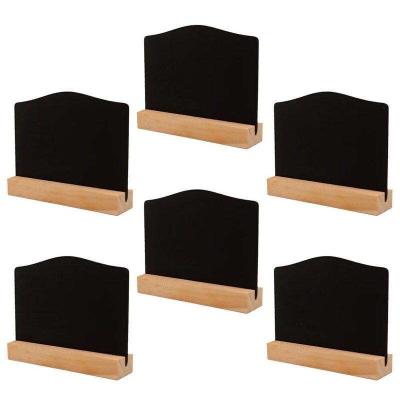 6Pcs Double-Sided Mini กระดานดำไม้กระดานข้อความกระดานดำสำหรับ Shop Bar Coffee House (ขนาดเล็กบอร์ด