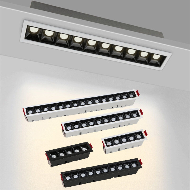 Spot lumineux LED d'intérieur à intensité réglable, luminaire de plafond linéaire et créatif, idéal pour un salon ou un couloir, 10/20/30W