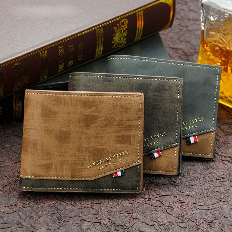 Portfel męski skórzany biznes składany portfel luksusowy portfel Slim Hipster etui na karty kredytowe wkładki portmonetki Vintage Walltes