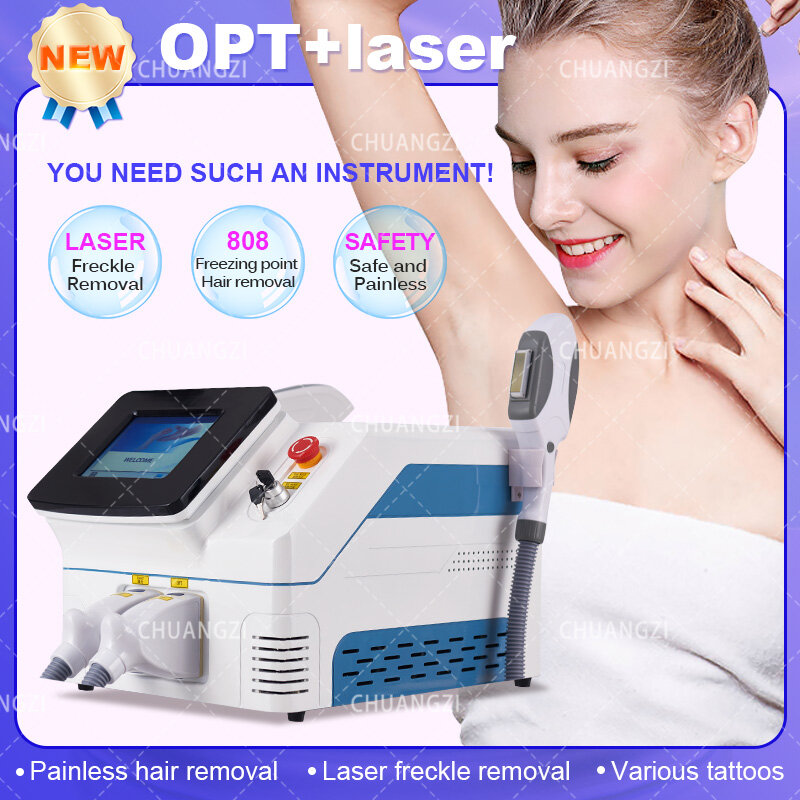 Portable IPL L-aser Hair Removal Machine 360 Magneto/Nd Yag 2 in 1 Hair Removal Tattoo Removal Skin Rejuvenation Beauty Epilator