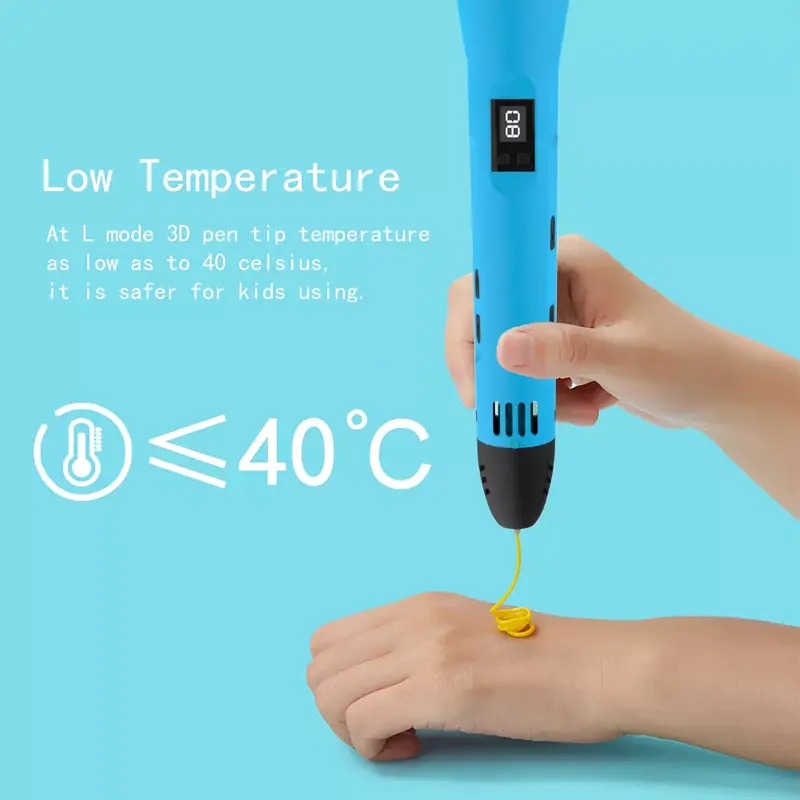 2022 2022 3D Ручка низкая и высокая температура двойной режим ЖК-экран 8 скоростей регулируемая поддержка PLA PCL печатные материалы