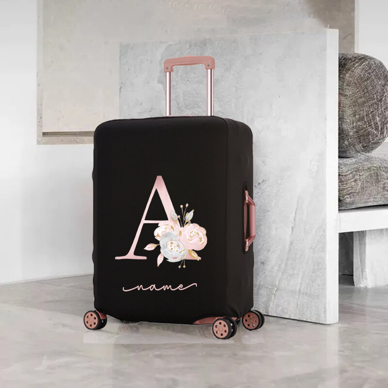 Capa de bagagem customizável capa removível protetora elástica adequado para 18-32 Polegada acessórios de viagem rosa letra nome