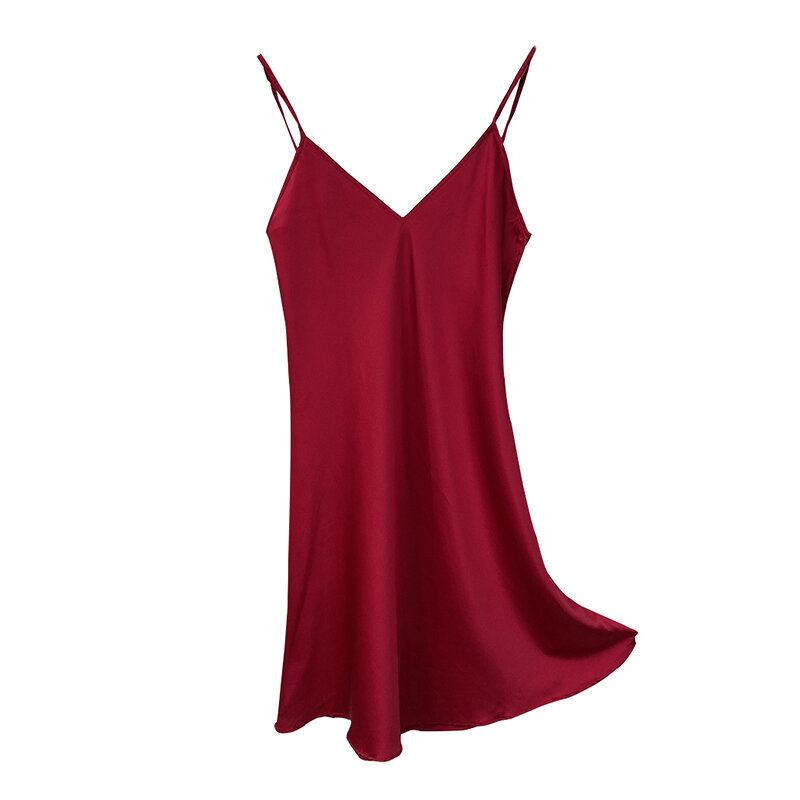 Gaun Malam Sutra Asli untuk Wanita Pakaian Tidur Gaun Malam Ukuran Plus Kamisol Leher V Dalam Slip Penuh Gaun Malam Pengantin S-3XL
