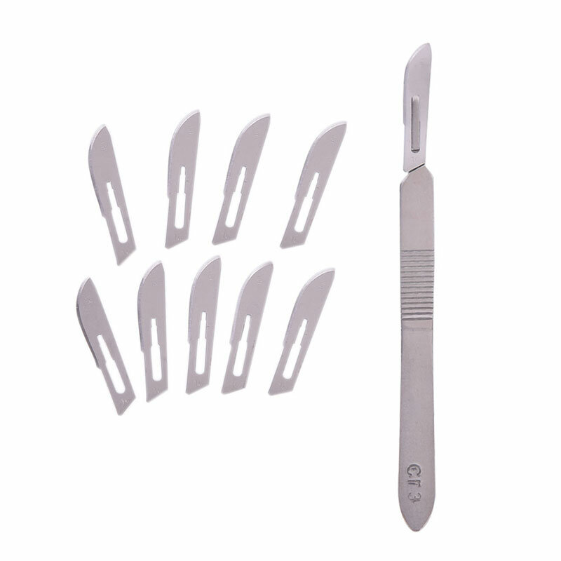 Kit de dermaplanación Facial, herramientas de belleza con mango, 10 cuchillas de eliminación, acero inoxidable, 1 Juego