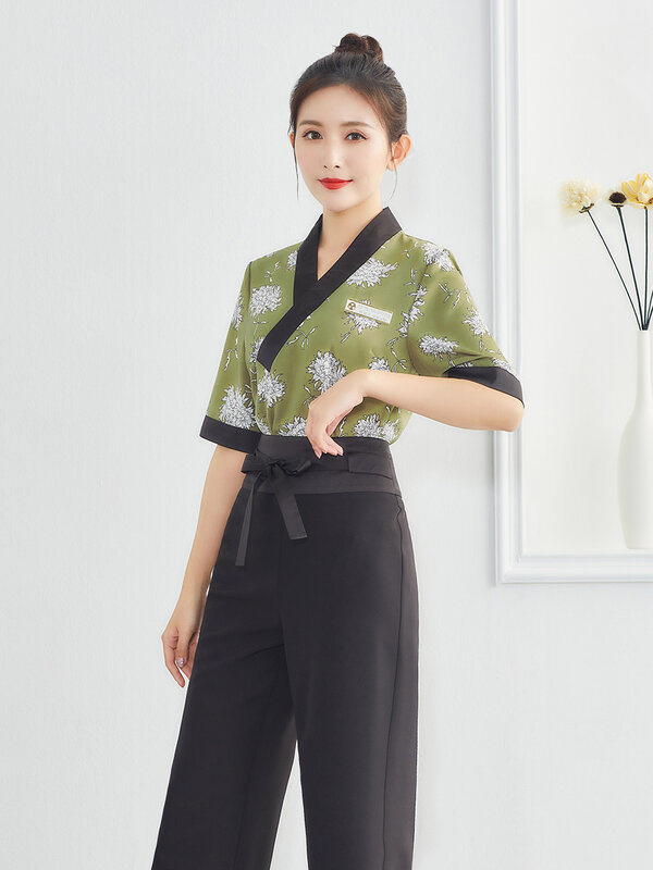 Salão de beleza roupas trabalho feminino 2023 primavera/verão moda técnico chinês spa uniforme hotel recepcionista workwear