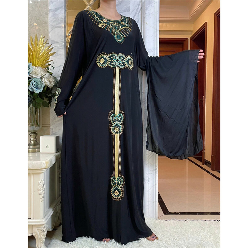 فستان طويل من dashiki أفريقي للنساء ، بأكمام طويلة ، فضفاض ، قطن ، أنيق ، عباية ، ماكسي ، غير رسمي ، صيف ، y28