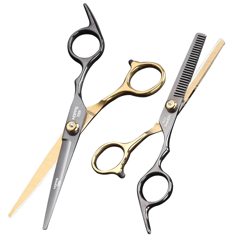 Black Gold Barber Scissors Professional Hairdressing Scissors Adjustable Screw Stainless Steel Hair Clipper Thinning Scissors