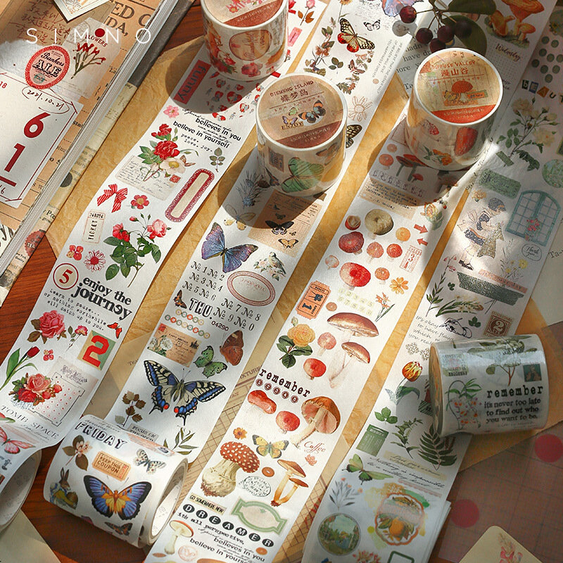 4 개/몫 복고풍 꽃 시리즈 친애하는 숲 와이드 Washi 테이프 고품질 마스킹 테이프 45mm * 3m DIY 장식 용품