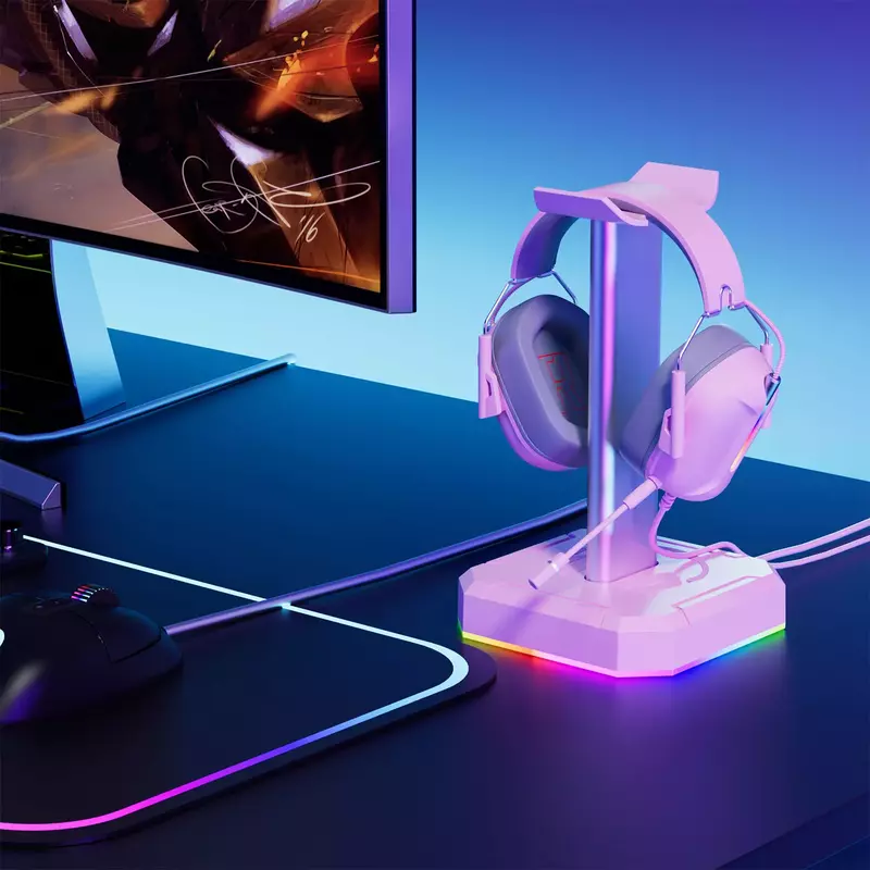 ZUOYA ชุดหูฟัง RGB สำหรับ Gamer Gaming ชุดหูฟัง Hook หูฟังอุปกรณ์เสริม PC อุปกรณ์เสริมโต๊ะ