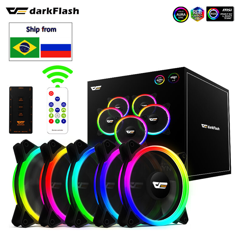 Darkflash-Ventilateur de refroidissement DR12PRO, 120mm, RGB, pour PC gamer, vitesse double halo, refroidisseur argb réglable, boîtier d'ordinateur