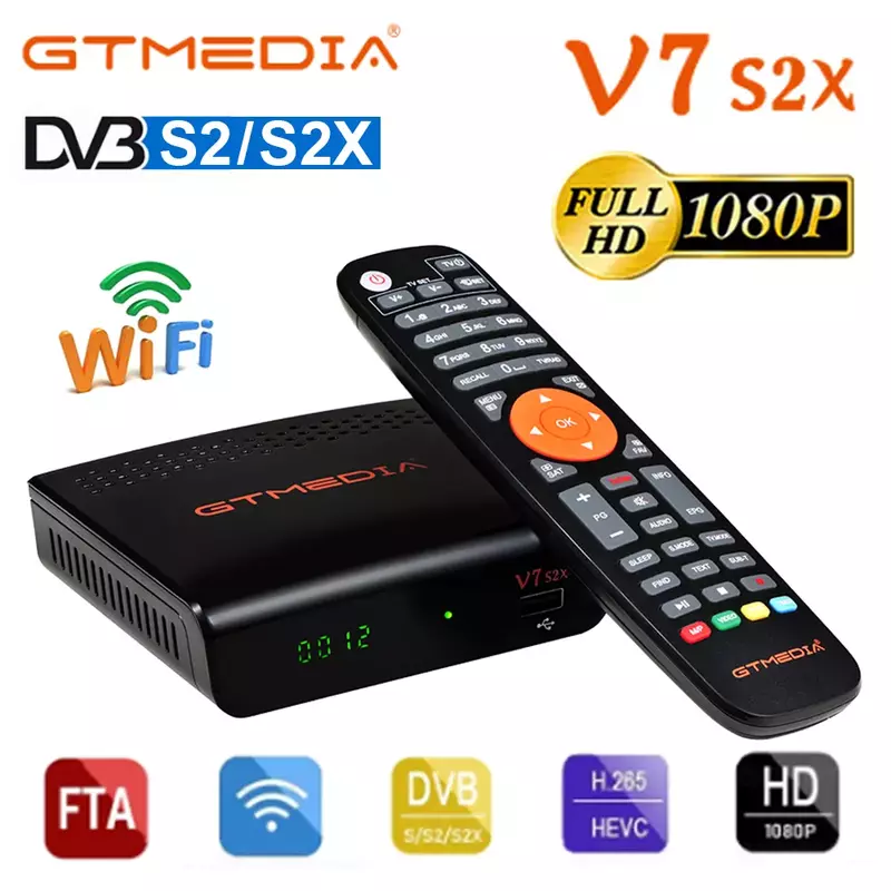 DVB-S2ดาวเทียม GTMEDIA V8X H.265 DVB S2 S2X Buildin Wifi สนับสนุน TNTsat สมาร์ท GT MEDIA V7S 2X สนับสนุน Usb wifi H.264
