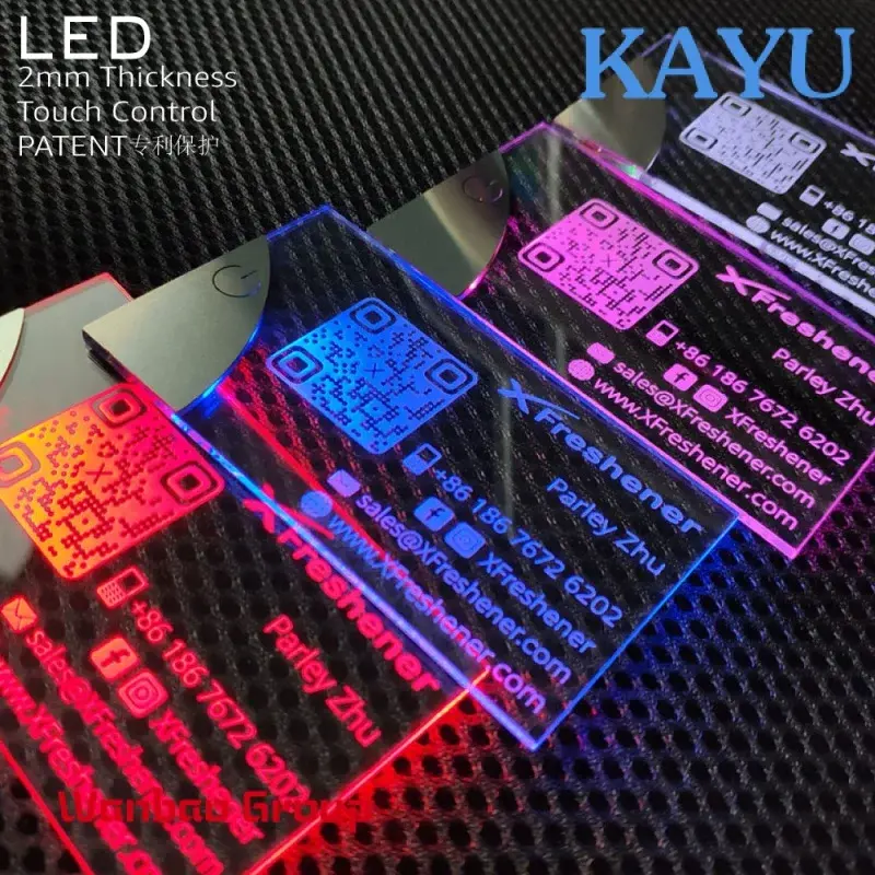 럭셔리 LED 글로우 명함, 맞춤형 플라스틱 투명 명함, LED 라이트 트레이, 핑크 명함, 2022, 6 신제품