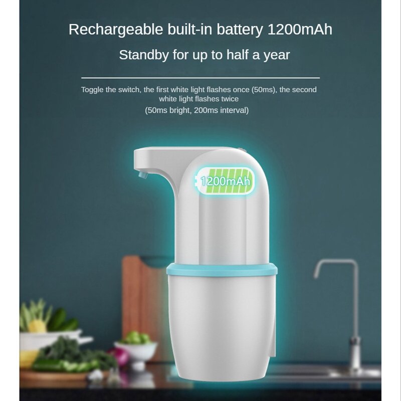 Dispensador de jabón automático sin contacto, máquina de espuma inteligente con carga USB, Sensor para el hogar, desinfectante de manos, 275ML