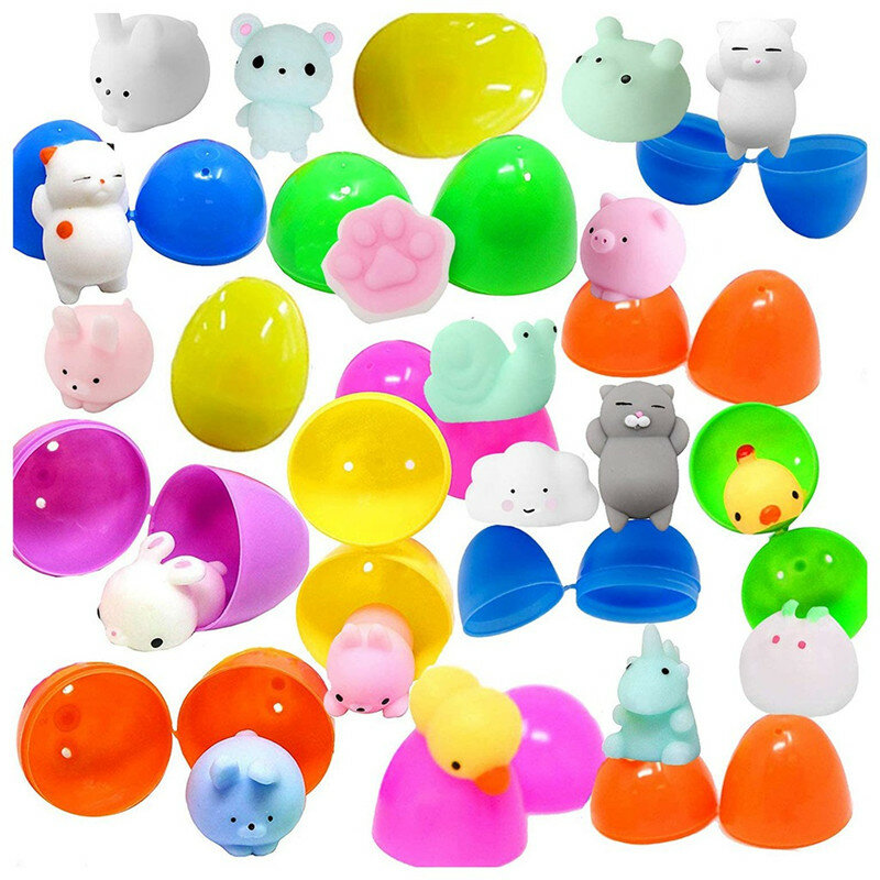 Juguete de plástico para apretar con apertura para niños, juguete relleno de huevo sorpresa para aliviar el estrés, regalo de cumpleaños, novedad de huevo de Pascua