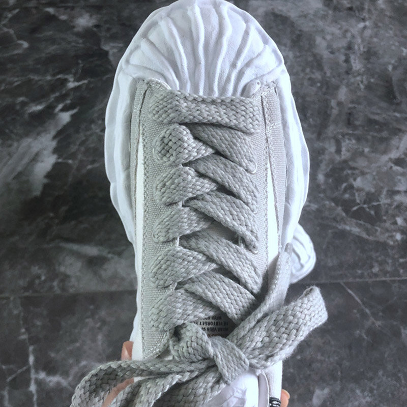 MMY Sol Larut Sneakers Kanvas Samping Sulam Mihara Sepatu Pasangan Papan Bawah Tebal Sepatu Pria Sepatu Sneakers Wanita