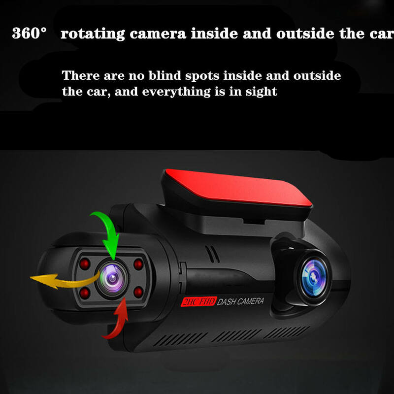 Caméra à double objectif avant et arrière, grand angle DVR, enregistreur de conduite pour voiture, caméra de tableau de bord à Vision nocturne