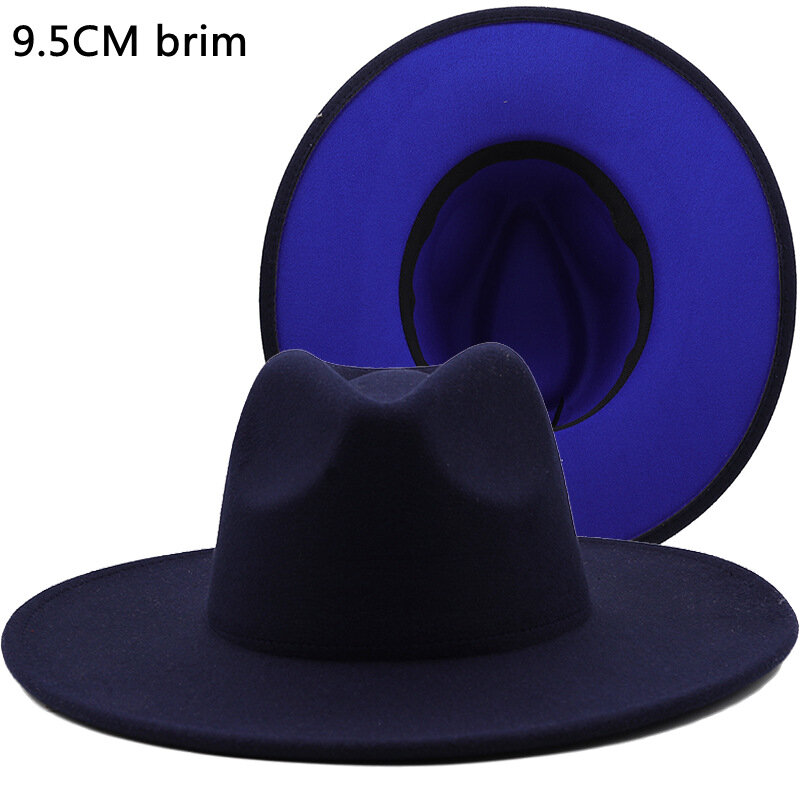 Fedora Hat For Men 9.5CM Wide Brim Big Classic Patchwork Winter Wool Felt Vintage Casual Ladies Church Hats Panama Hat Women New