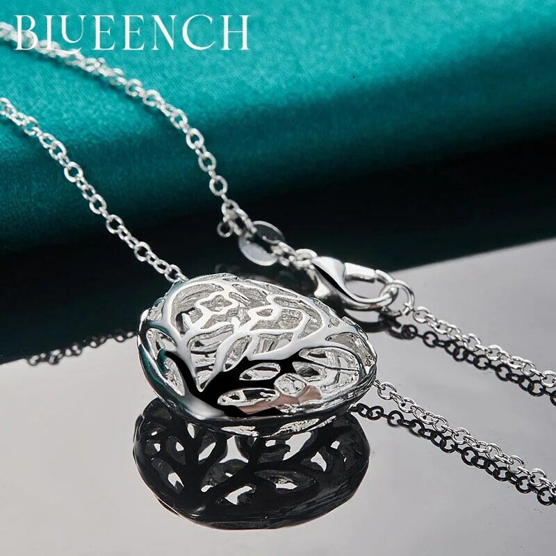 Blueench 925 prata esterlina estéreo coração pêssego oco pingente colar para mulher proposta de casamento aniversário moda jóias