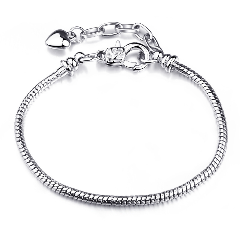 Alta qualidade original jóias de prata presente banhado a corrente de cobra diy charme pulseira para presente feminino cor prata jóias ornamentos