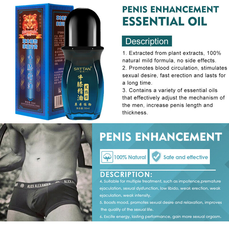 Penis Thickening and Growth Men's Big Dick Penis Erection Enhancement Male Health Care Enlargement Body Massage Oil