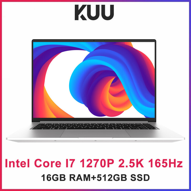 KUU A6 16 Inch 2.5K 165Hz Intel Core I7 1270P Laptops 16GB DDR4 512GB Notebook WiFi 6  Fingerprint Backlit Keyboard Camera