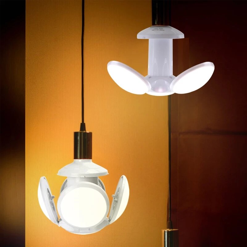 40W LED Foldable Bulb E27 Adjustable High Brightness Light Bulb Heat Resistant Led Folding Football Bulb for Home Room Decors