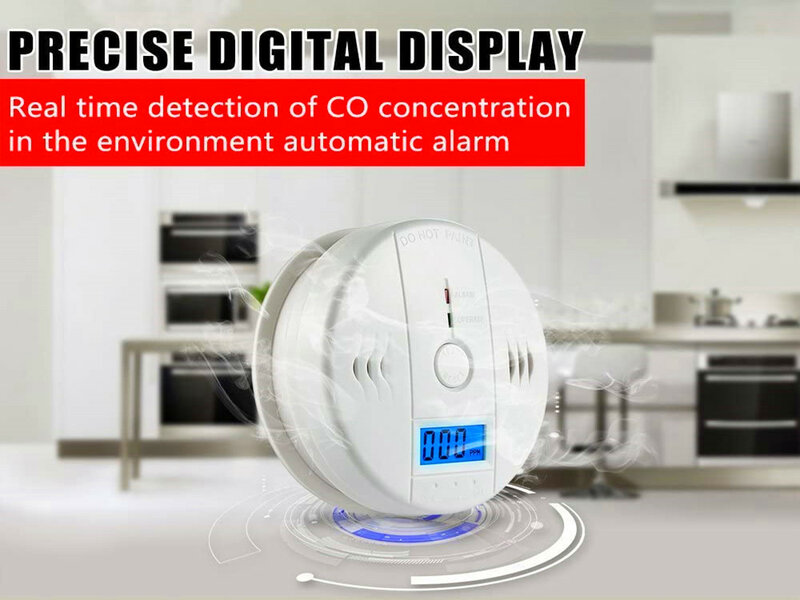 Home Security 85dB คำเตือนสูง LCD Photoelectric อิสระ CO เครื่องตรวจจับก๊าซคาร์บอนมอนอกไซด์เครื่องตรวจจับสัญญาณเต...