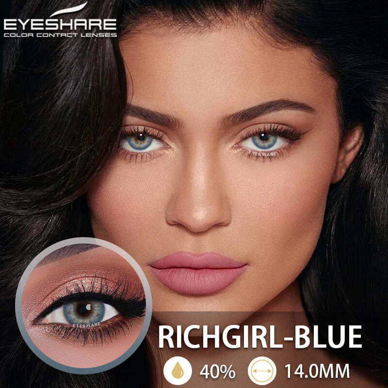 EYESHARE-lentes de contacto de Color Natural para ojos, lentillas de Color azul, 2 piezas, belleza anual