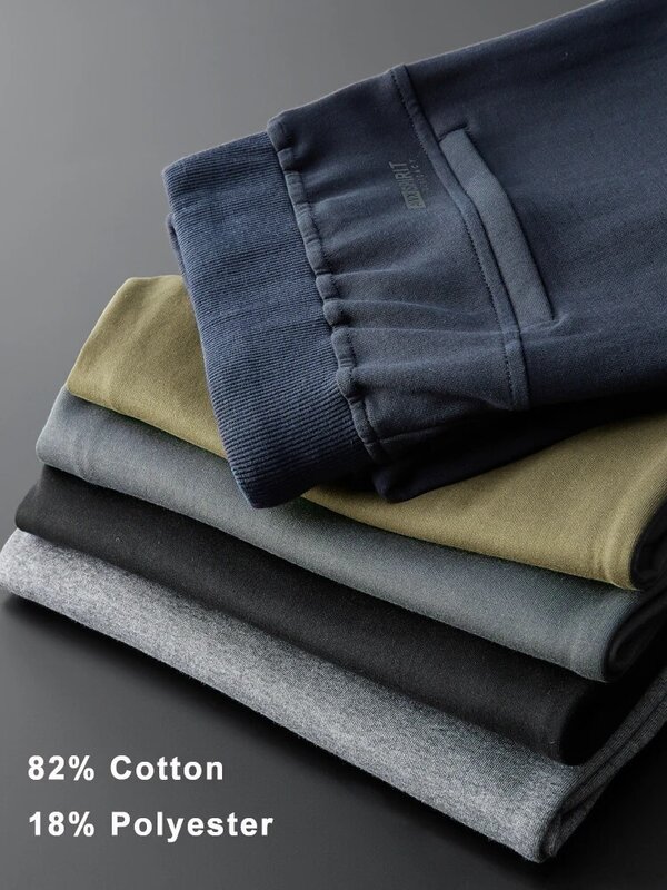 Primavera verão zip bolsos longo sweatpants masculino respirável algodão sólido casual calças de pista tamanho grande calças retas