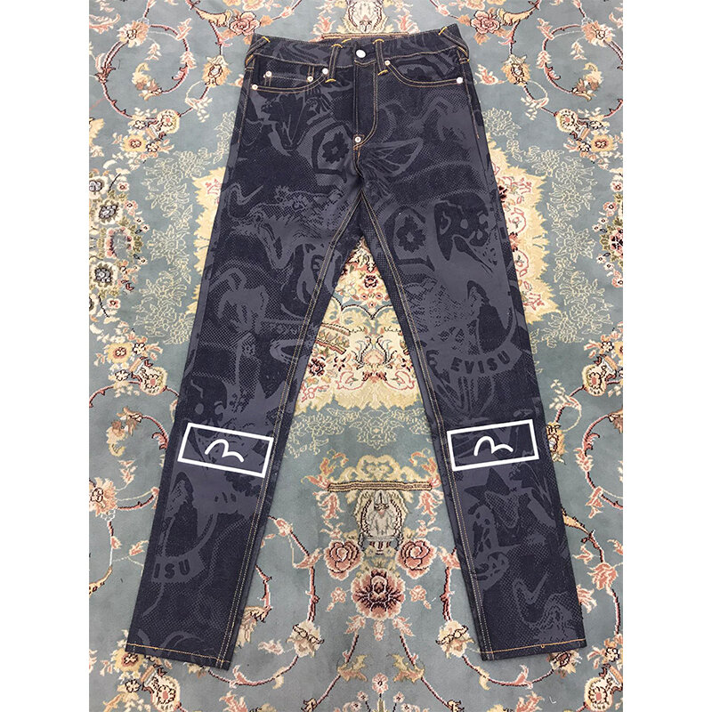 Pantalones vaqueros con estampado de gaviota pequeña para hombre, vaqueros de alta calidad con patrón de impresión M Retro de estilo japonés, nueva colección