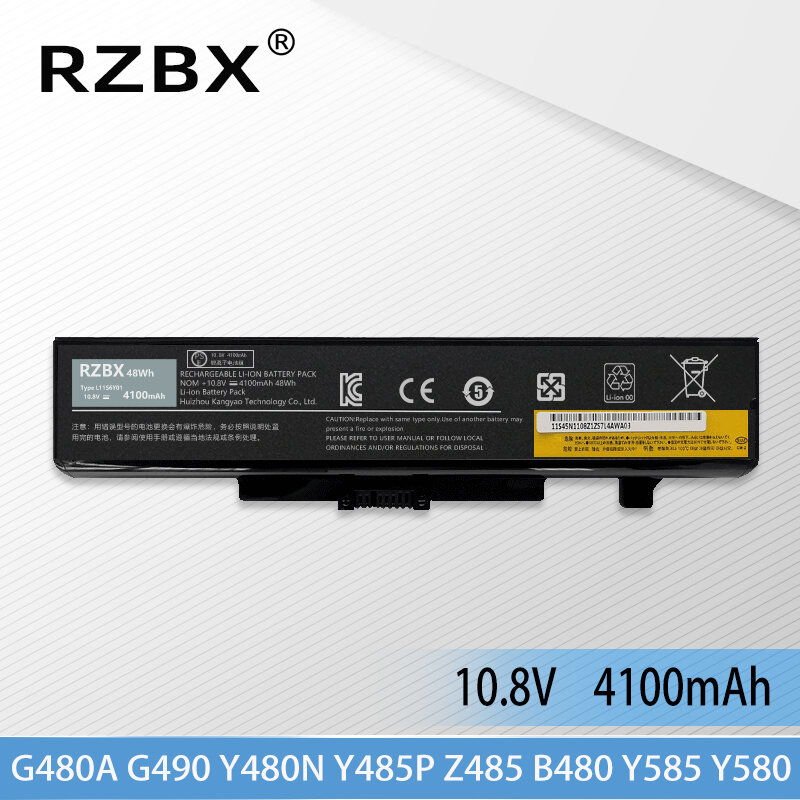 RZBX-Batería de 6 celdas para portátil, para LENOVO G580, Z380, Z380AM, Y480, G480, V480, Y580, G580AM, G400, G485, G380, G385, L11S6Y01, L11L6Y01
